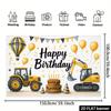2D Construction Party Backdrop - Excavator & Tractor Banner for Kids Engineering Themed Photoshoot