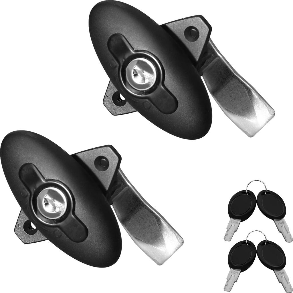 HWHongRV Camper Shell RV Locks for Storage Pickup and Black Zinc Alloy Lock Body Locks, 2-Piece T-Handle Doors, Trucks, Boats, Right-Hand Keyed,
