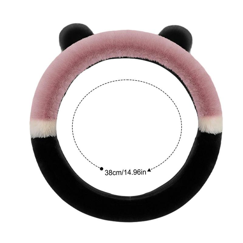Universal Plush Car Steering Wheel Covers Winter Faux Fur Hand Brake & Gear Cover Set Car Interior Accessories 38cm
