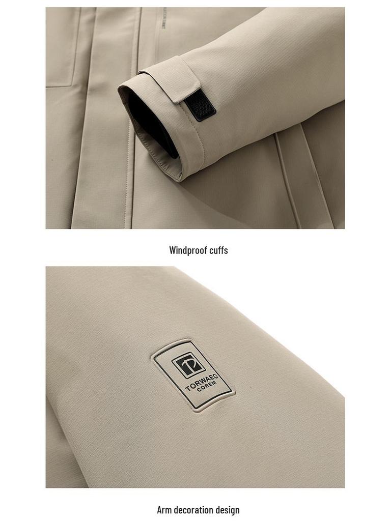 Мужская зимняя куртка с отстегивающейся подкладкой, 90% белый гусиный пух - Business Casual, Утепленная, Стиль для среднего возраста