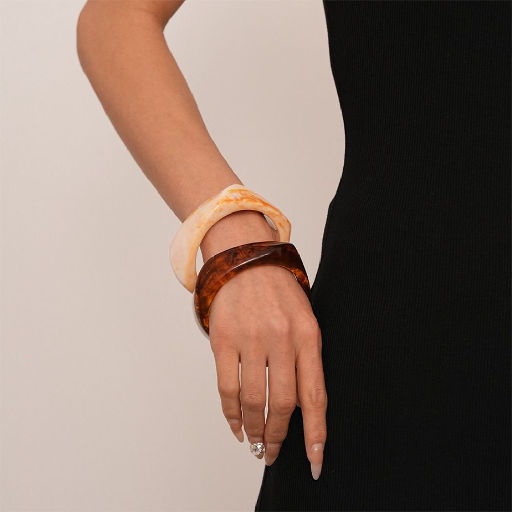 Irregular Resin Bangles Bohemian Retro Hand Ring Creative Chunky Bracelets Girls Gift