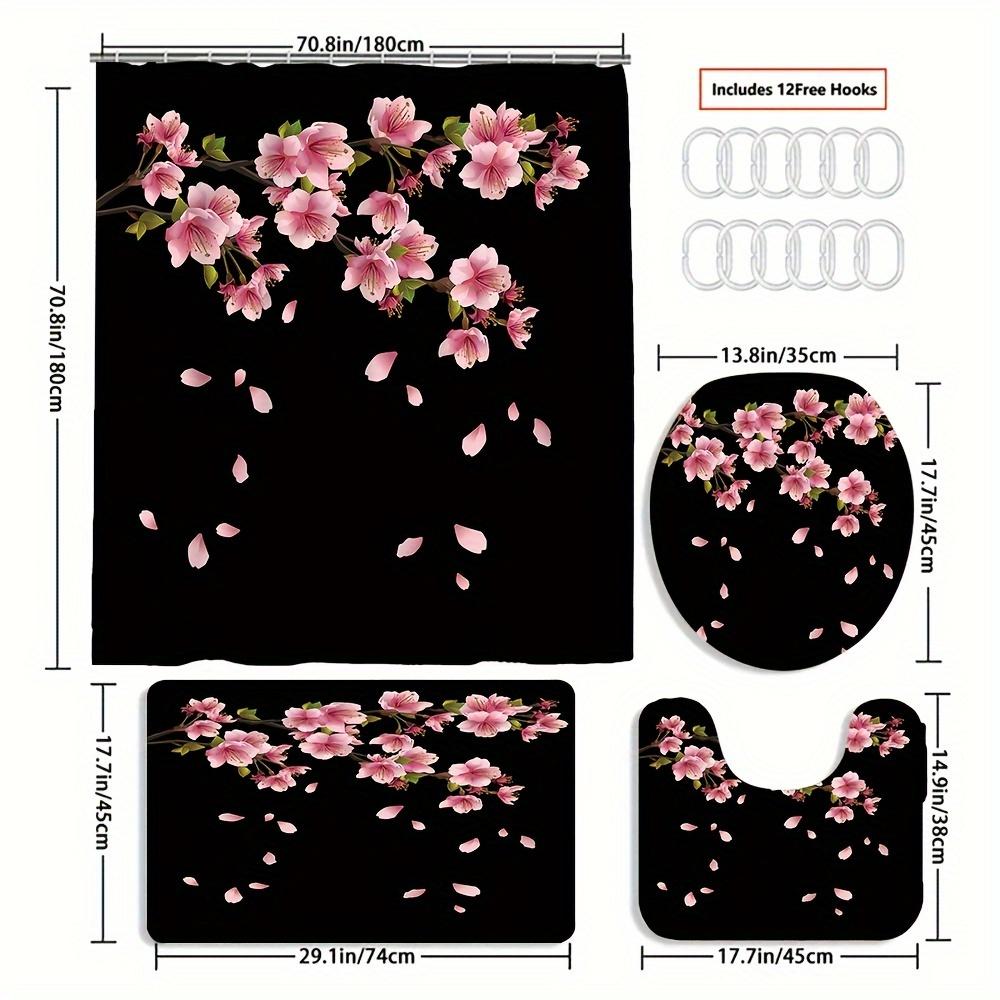 1/4 шт. Роскошный водонепроницаемый комплект занавесок для душа с цветком сливы, декоративный комплект для ванной комнаты, нескользящий коврик для унитаза, коврик для ванной и 12 крючков