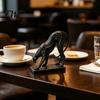 Minimalist Black White Art 3D Printed Bending Leopard Figurine, Modern Abstract Cheetah Sculpture for Office Desk Decorations Shelf, Home Decor