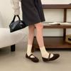 2025 Autumn and Winter New Round Head Soft Sole One-word with Light Mouth Versatile College Style Woolen Small Single Shoes