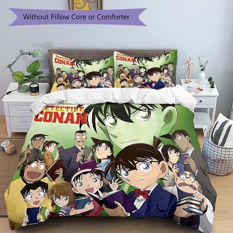 Detective Conan Mystery Print 3Pcs Bedding Setduvet Cover With 2 Bedropillowcase Home Birthday Gift