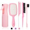 5pcs/set Detangling Hair Brush Curly Hair Curved Rat Tail Comb Set Edge Hair Brush Curly Hair Brush Salon Hair Tools