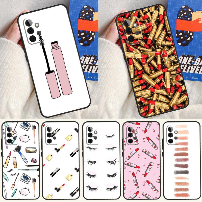 Чехол для телефона Samsung Galaxy A55 A35 A15 A54 A34 A14 A53 A33 A13 A05 A06 A16 A22 A32 A52 с рисунком помады Make Up