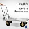 Lightweight Folding Flatbed Hand Truck - Silent, Thickened Steel Plate, 4-Wheel Trolley for Household Use