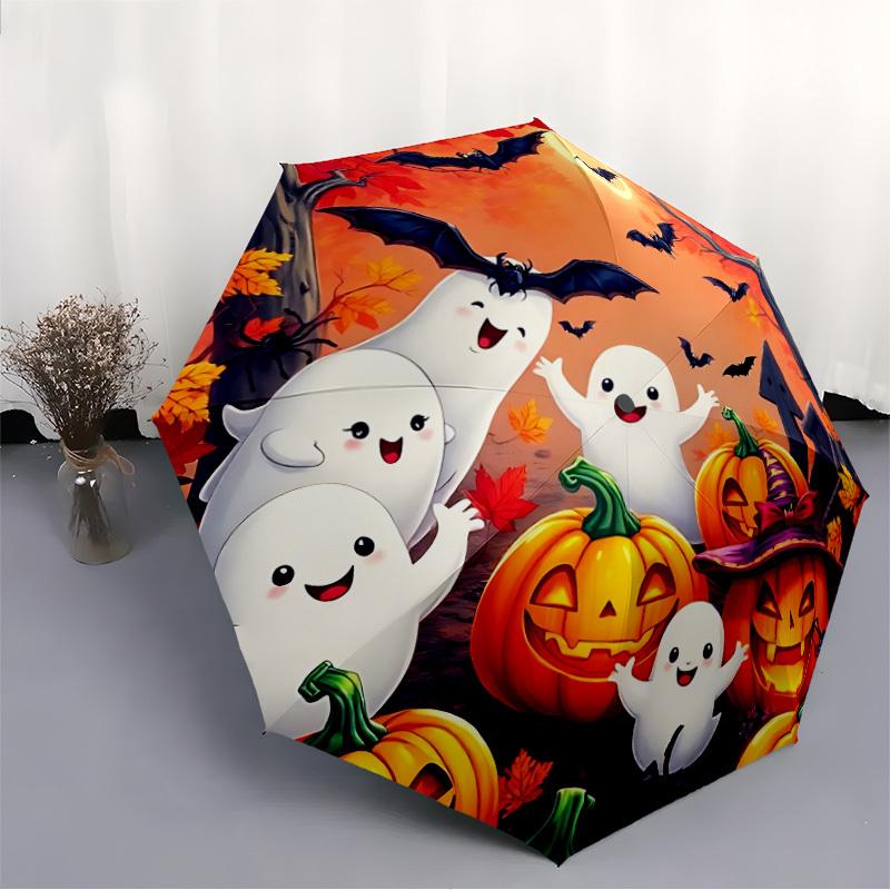 1pc Halloween Ghosts Automatic Umbrella - Automatic Opening And Closing, Sturdy Iron Frame, Portable Folding Design yy251018177