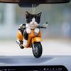 Motorcycle Cat Pendant Car Ornament with Lanyard Easy To Hang Rearview Mirror Hanging Ornament Kitty Bag Charm Accessories
