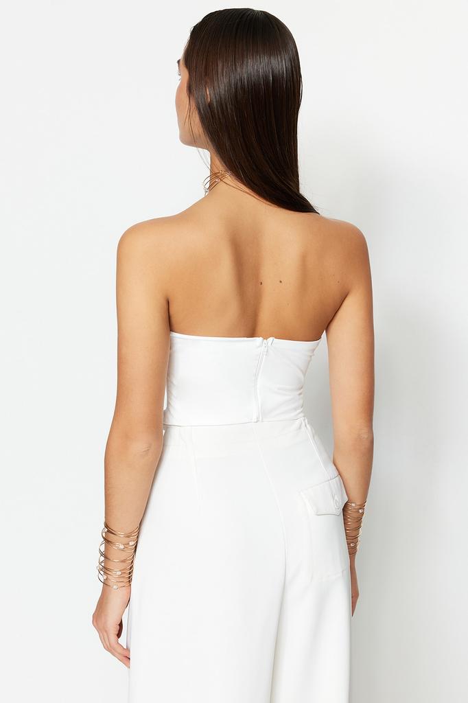 Women's Fashion New Bustier Black Crop Lined Knitted Corset Detailed Bustier