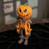 Spooky Gentleman Statue for Office Halloween Pumpkin Man Figurine, Resin Figure, Classic Ghost Compact Desk Autumn Face Desktop Ornament Home Tabletop