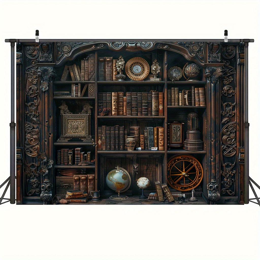 Винтажная книжная полка - Настенное панно из полиэстера для дома, офиса, вечеринки, свадьбы и дня рождения - Многофункциональный декоративный баннер
