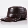 Spring Fall And Winter Middle-aged And Elderly People Warm Leather Elderly Hat Men's Ear Protection Cowhide Flat Top Duck Tongue Cap