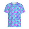 Футболка с рисунком разноцветной рыбьей чешуи для мужчин, летняя, с круглым вырезом и коротким рукавом, с 3D-принтом, женская уличная футболка