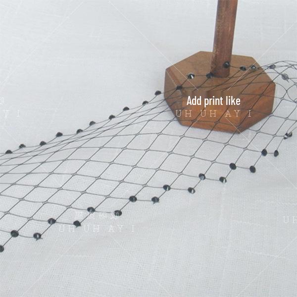 Ретро Британская Черная Маска для Глаз с Стразами - Ручная Работа Сетка Аксессуар для Волос