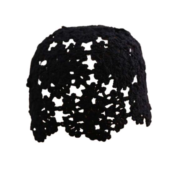 Women Knitting Hat Hollow Crochet Flower Pattern Breathable Handcrafted Hat Outdoor Work Street Wear