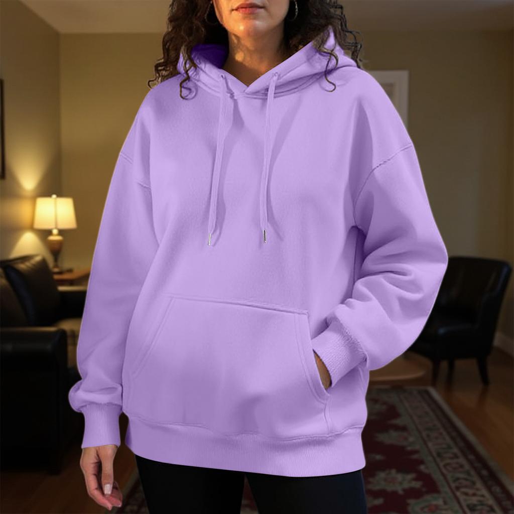 Women's Fashion Solid Color Casual Long Sleeve Hoodie