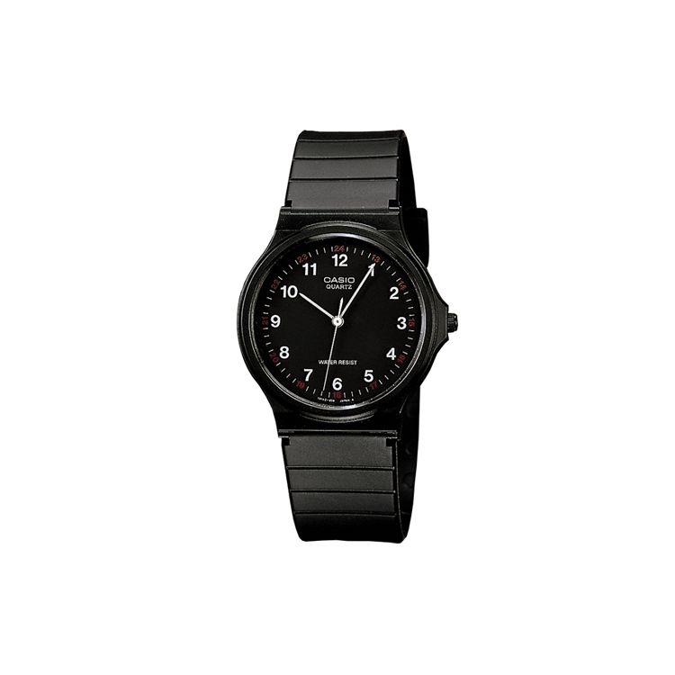 Casio Серия для молодежи Круглый циферблат Три стрелки Ретро Часы Классические Основные Кварцевый механизм Ремешок из смолы Мужские часы Черный MQ-24-1B
