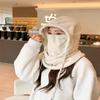 Drawstring Windproof Bomber Hat Acrylic Fiber Outdoor Sports Bib Hood One-piece Scarf Hat