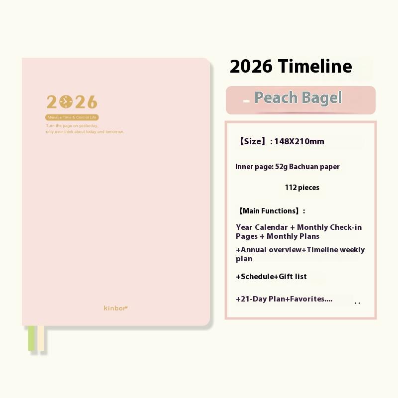 Kinbor Time Management Planner A5 Planner 52g Japan Tomoe River Paper Smooth Writing Efficiency Notebook Time Management
