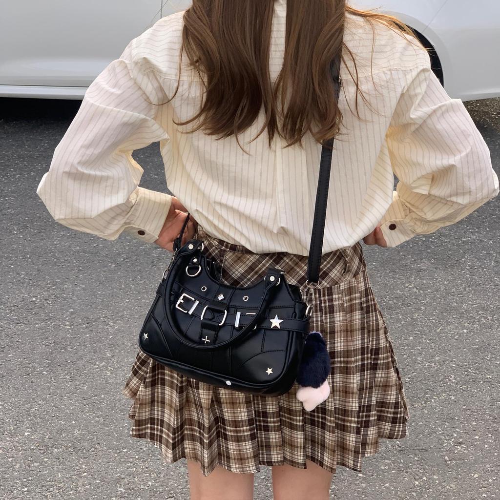 Japanese PU Leather Y2K Spicy Girl Ita Bag - Large Capacity Transparent Badge Crossbody for Students