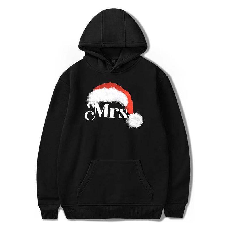 Толстовки для пары Рождественская шапка Буквы Mr Mrs Принт Пуловер