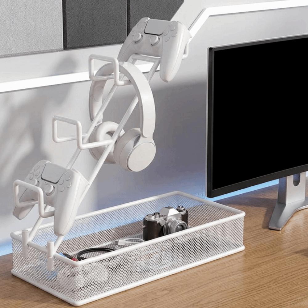 Multi-Tier Gamepad Storage Rack Iron Game Controller Organizer Headphone Hanger Gamer Gift