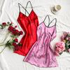 2 Stylish and Breathable Silk Print Slip Nightdress Sexy Halter Pajamas