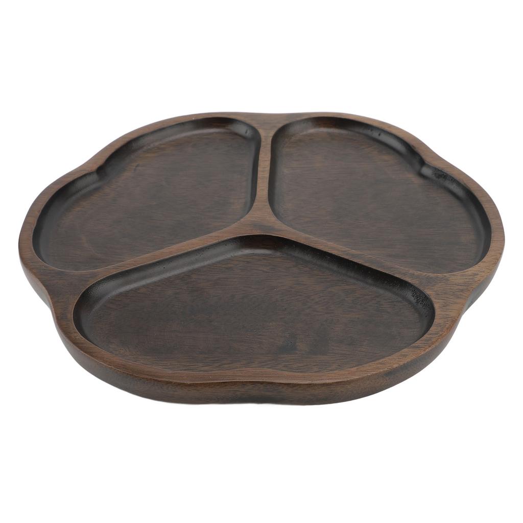 Деревянное блюдо для чипсов и соуса, 3 секции, разделенное сервировочное блюдо, декоративное блюдо для закусок, тарелка для подачи фруктов и закусок для