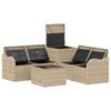 Sofa Set 6 Pieces Beige and Light Gray Poly Rattan and Steel