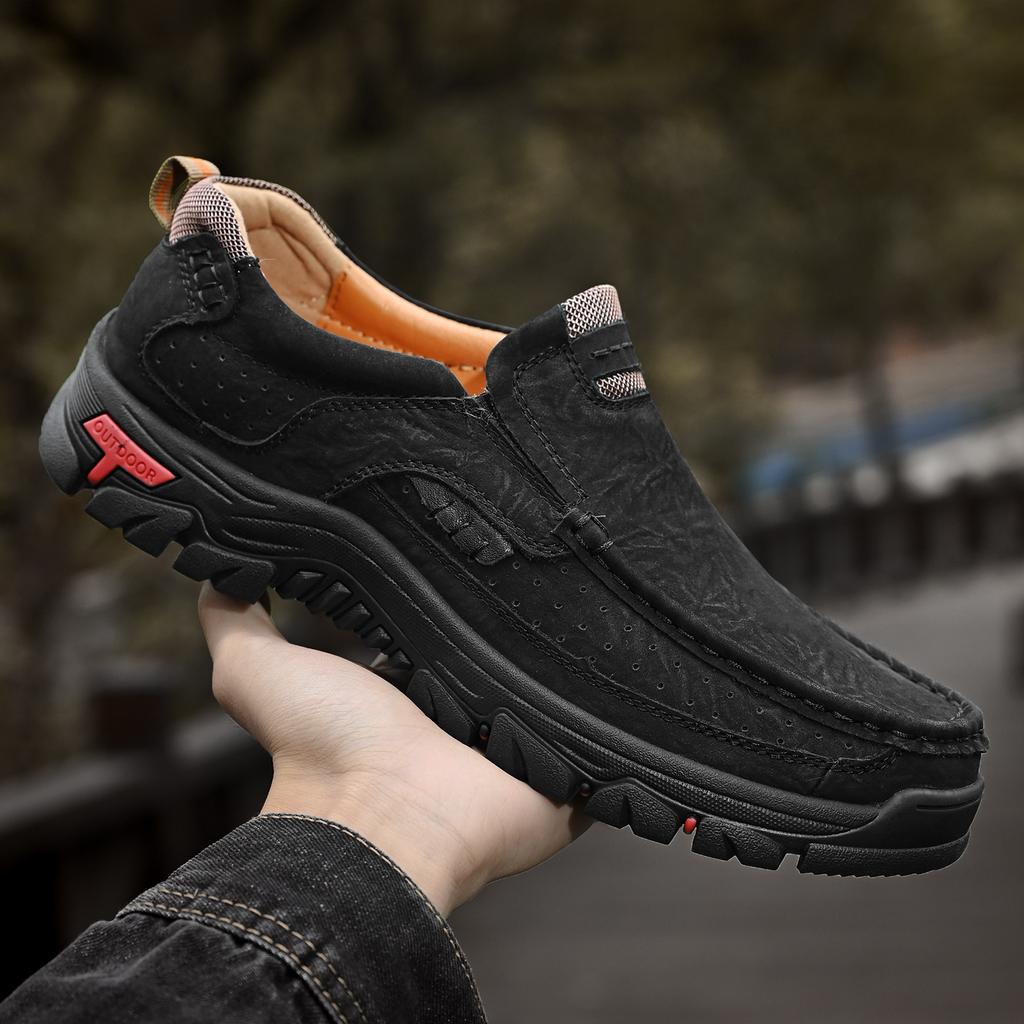 Мужские походные кроссовки из натуральной кожи большого размера, повседневные кроссовки без застежек 39-48