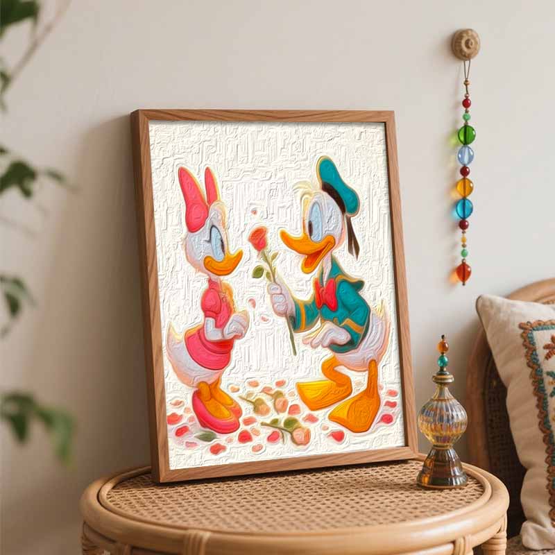 Disney Donald Daisy Rose Oil Paint Art Painting Kit Home Wall Decor Handmade Gift Lover Artworks Canvas Decoration DIY Wall Art Supplies