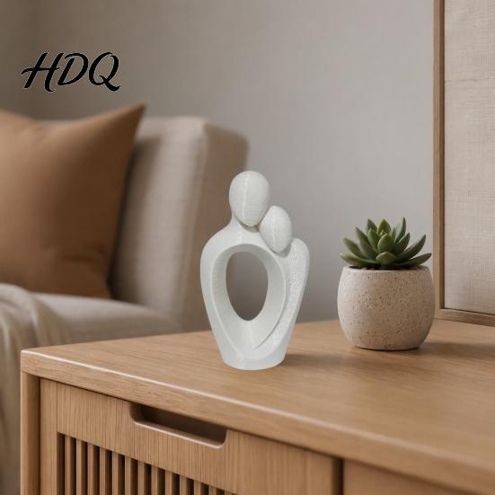 Скульптура с плавными изогнутыми линиями, 3D-печать, Статуэтка пары «Одно сердце», Абстрактная фигурка обнимающихся влюбленных на устойчивом основании, Минималистичная, Современная, Романтичная