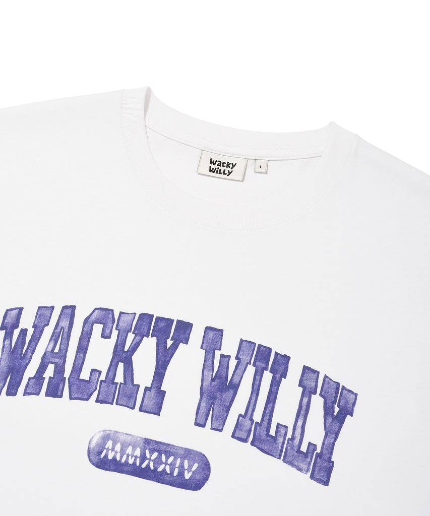 WACKY WILLY Футболка с коротким рукавом, Белая, с опечаткой в названии