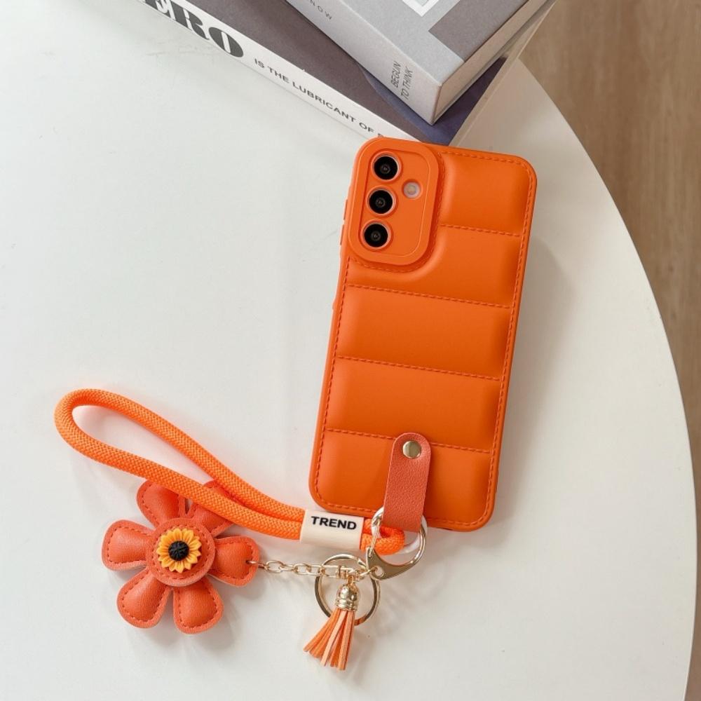 Чехол-подвеска Ins с подсолнухом для Samsung Galaxy S25 S24 Ultra S23 S22 Plus A55 A56 A16 A54 A35 A15 с ремешком на запястье