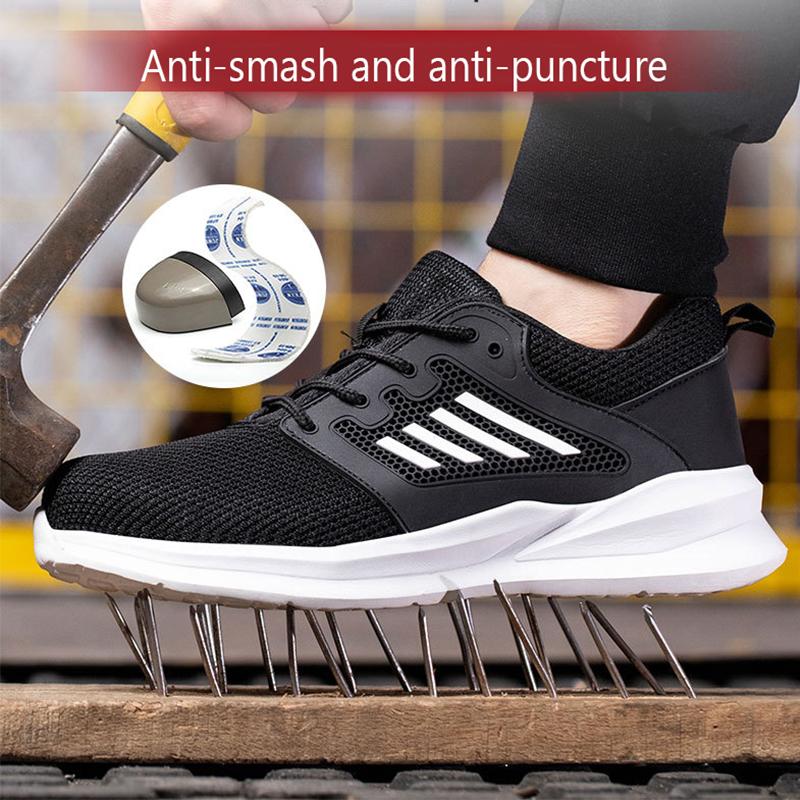 Light Weight Safety Shoes Steel Toe Boots For Men Low Top Safety Shoes Wear-Resisting Work Shoes Slip Resistant Work Sneakers