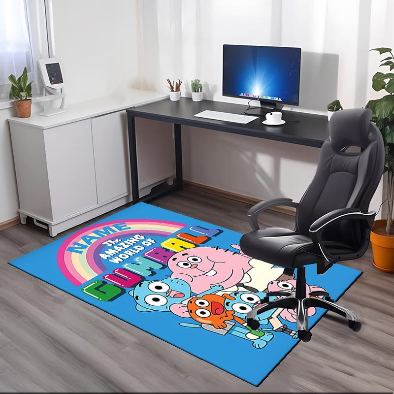 Custom Name The Amazing World of Gumball Printed Carpet, for Office Chair Living Room Bedroom Kitchen Room Decor Gifts.