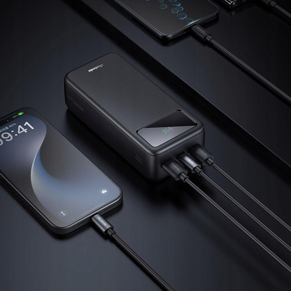 Mcdodo Duży Powerbank 30000 Mah Szybkie Ładowanie 3 X Usb-C Usb-A Czarny