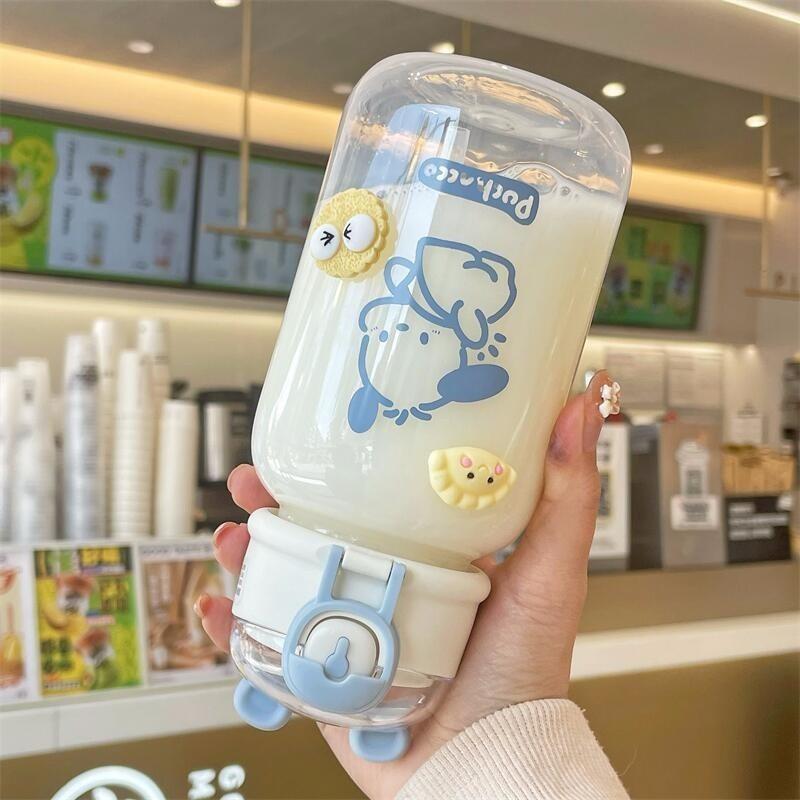 Cute Student Disposable Plastic Cup With Straw For Office And Home Use