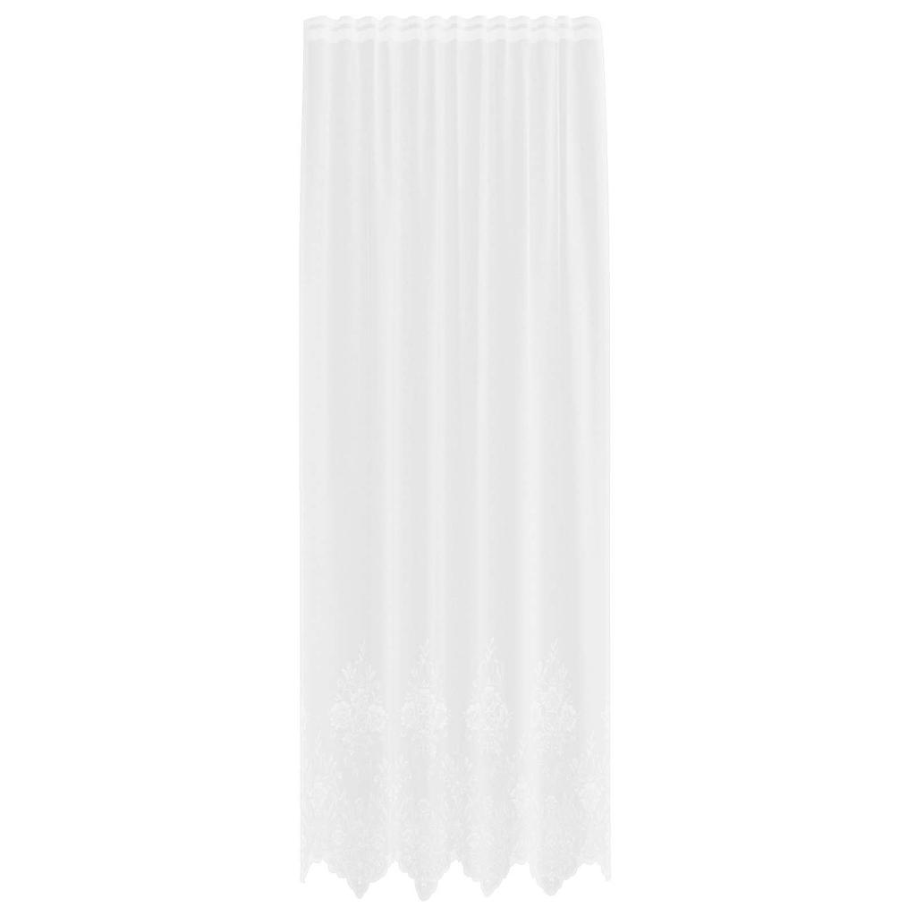 Lace Curtain with Curtains Floral Design White 280 x 150 cm Polyester