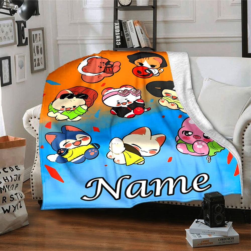 Customizable Kpop Team7 Throw Blanket – Personalized Name, All-Season Cozy Snug Blanket, Machine Washable, Personalized Blanket