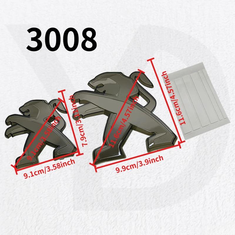 UHHA5 ABS Plastic Transparent Black Car Front Badge Rear Trunk Emblem Stickers for Peugeot 2008 3008 Auto Head Modified Decoration