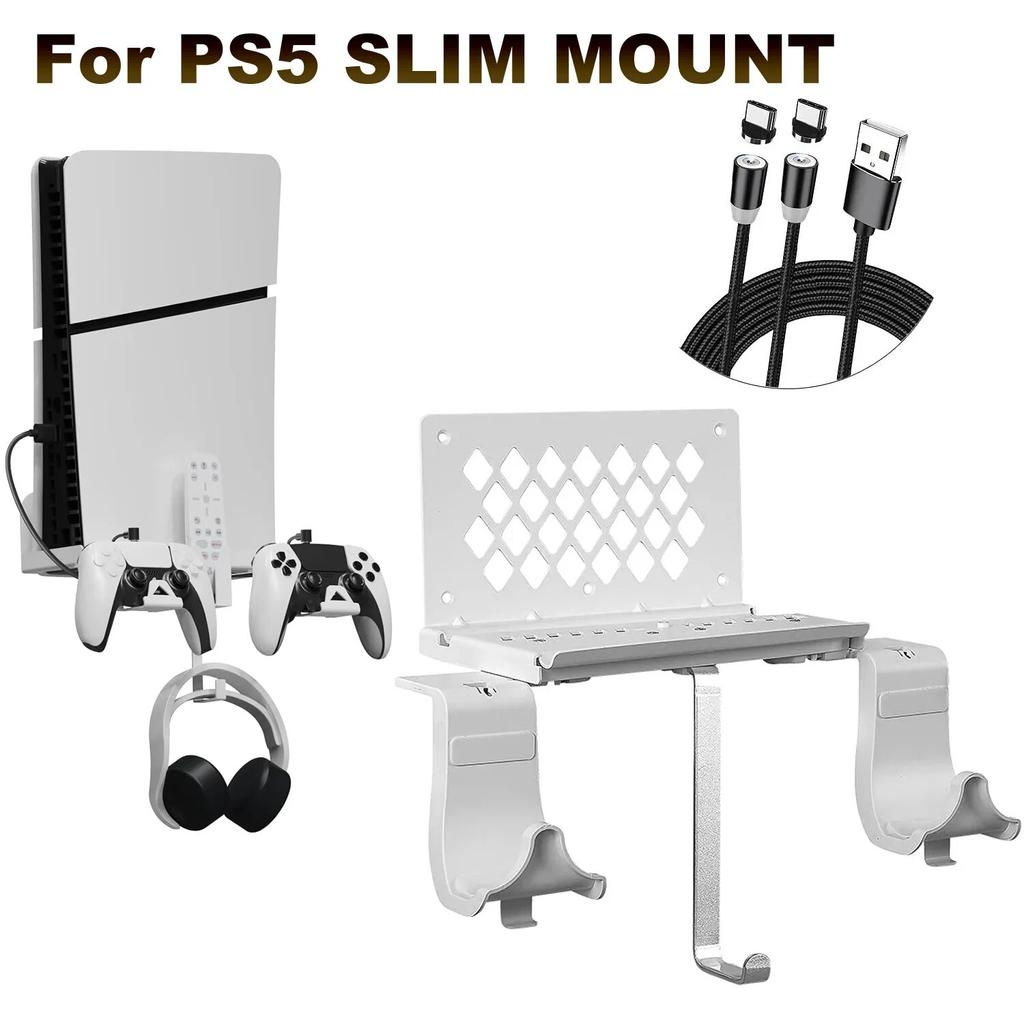 Для PS5 тонкий настенный держатель для хранения, кронштейн для консоли геймпада, держатель для гарнитуры, экономия места для Playstation 5S/VR2, аксессуары