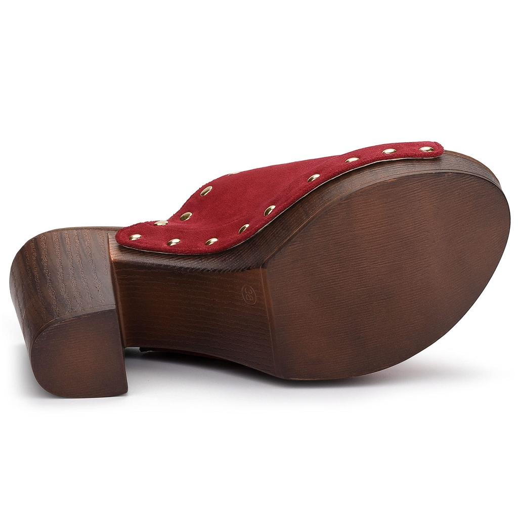 Женские шлепанцы-мюли Allegra K с открытым носком на платформе и толстом каблуке, Красные, Размер 25,5 см