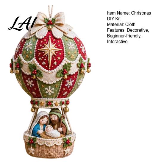 Holiday Handmade Gift Sets DIY Christmas Hot Air Balloon Hanging Ornament Kit 3D Fabric Craft Festive Home Decor Ornaments Project with Santa
