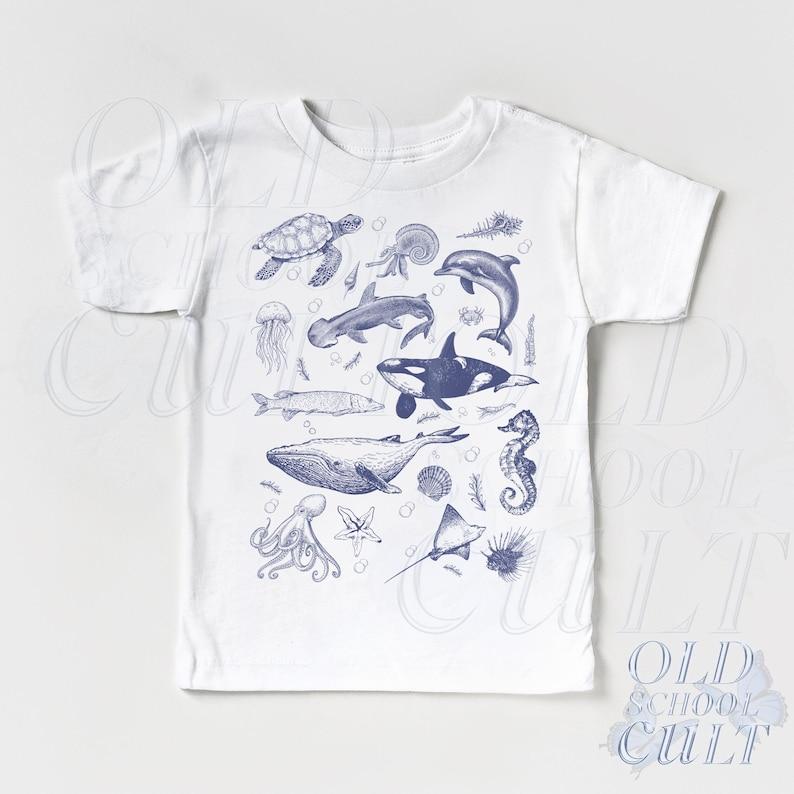 Ocean Animals Kids T-Shirt, Marine Life Graphic Tee, Sea Creatures Youth Shirt, Toddler Nautical Animal Top, Cute Ocean Kids Gift
