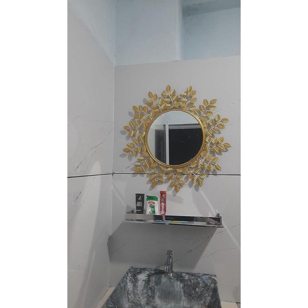 Зеркало настенное, не ржавеющее и устойчивое к погодным условиям - Идеальное зеркало для гостиной, ванной комнаты, спальни, фойе | прихожей, зоны умывальника - Золотое 1 шт.