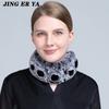 JINGERYA Women Real Fur Handmade Stretch Fur Scarf Knit Genuine Rex Rabbit Fur Headbands Girls Natural Fur Ring Cowl Snood Scarves Winter