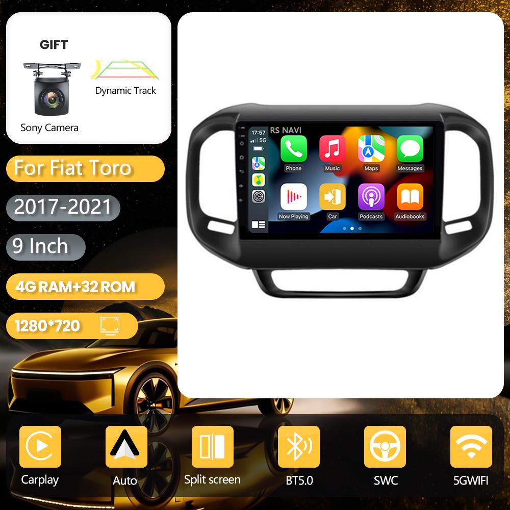 Android 16 pour FIAT Toro 2017 - 2020 Carplay Auto Autoradio BT Lecteur multimédia GPS Écran QLED 2K Contrôle par application au volant